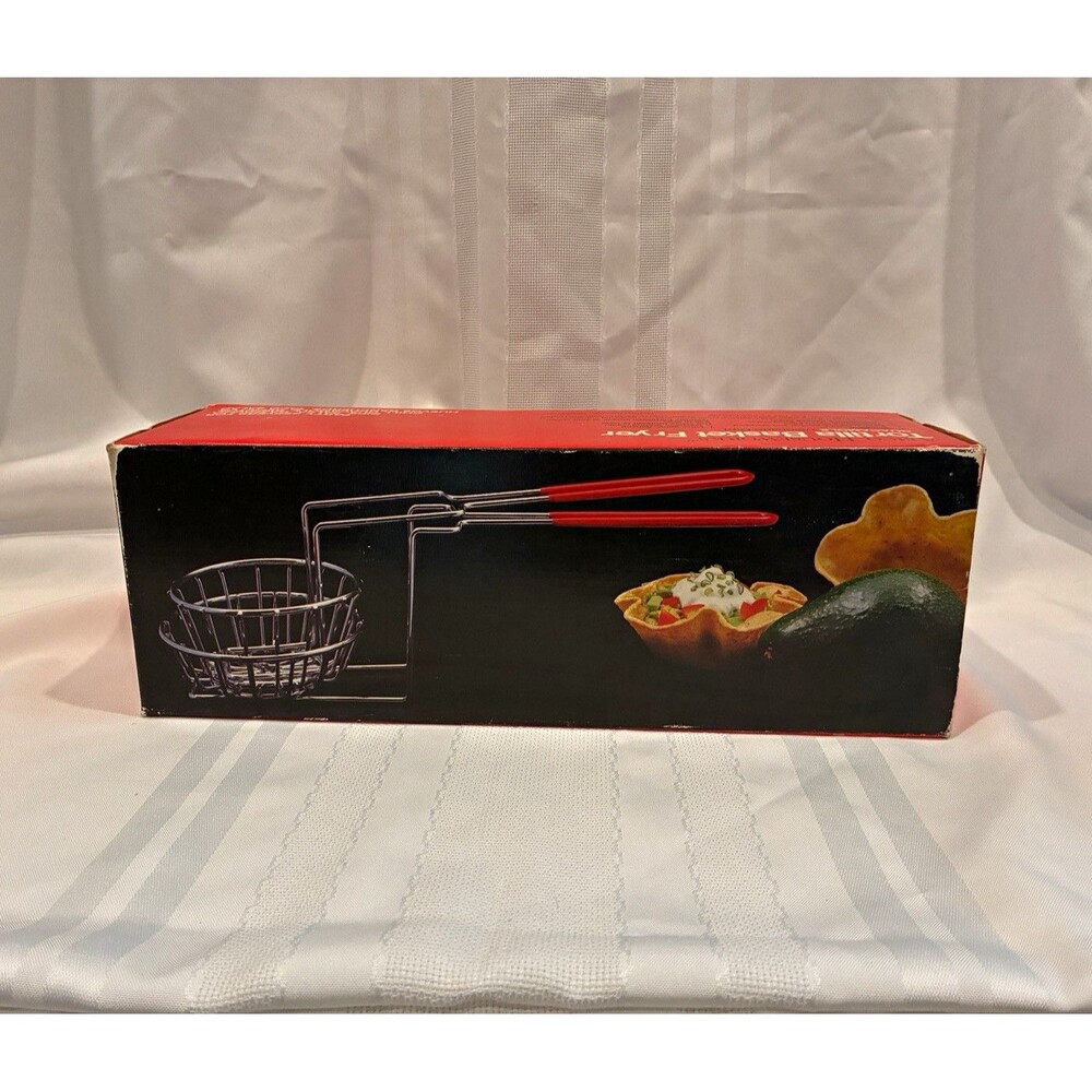 Amco Houseworks Tortilla Basket Fryer Taco Salad Bowl Basket w/ Handle Silver